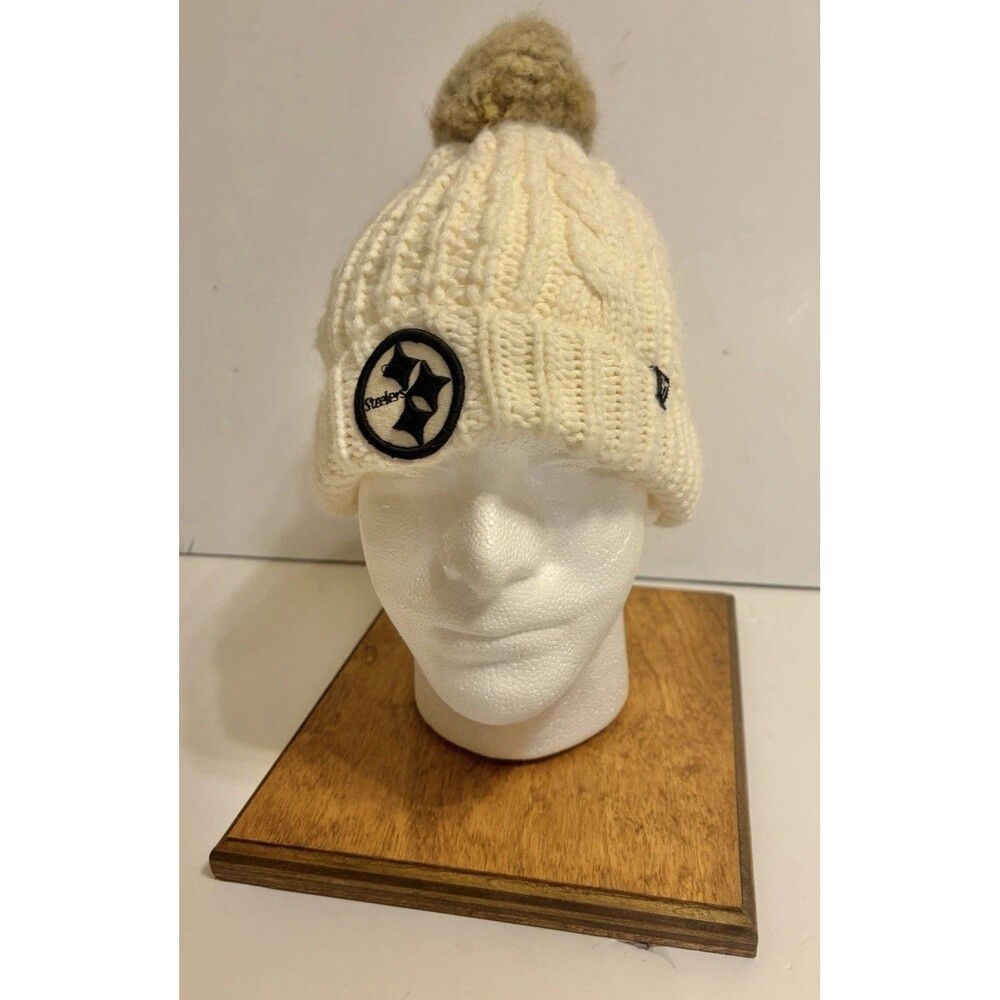 47 Brand Pittsburgh Steelers NFL Beanie Tassel Hat Cream Color Women’s OS